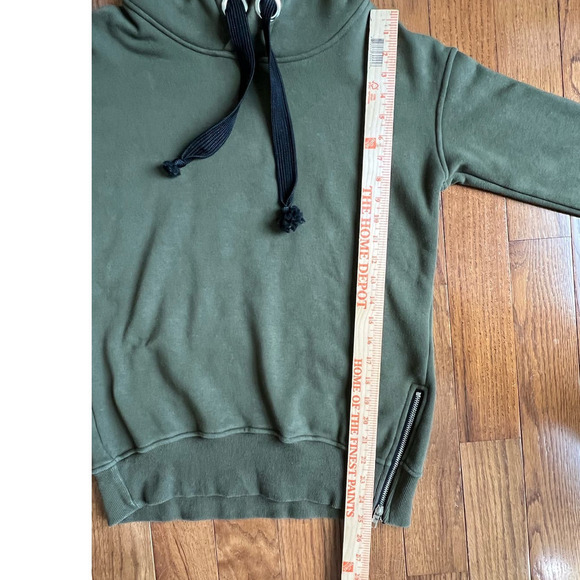 Dumanmis Fleece Lined HoodieSide Zipper Wide Drawstring Olive Green, size Small - Picture 6 of 10